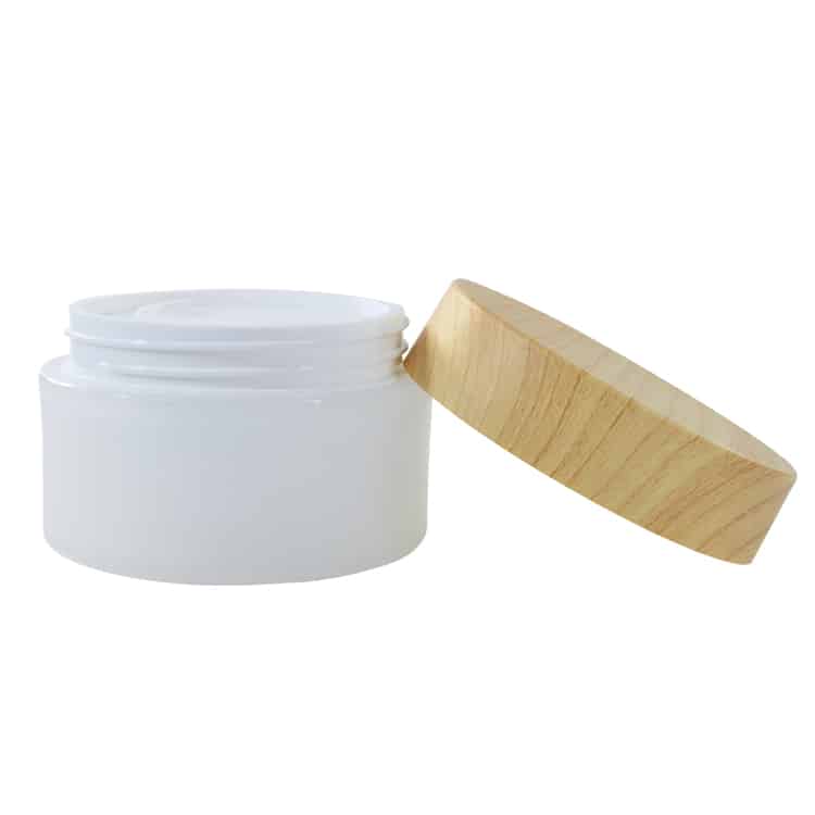 white face cream jar with bamboo lid - YBJ Cosmetic Packaging Manufacturer