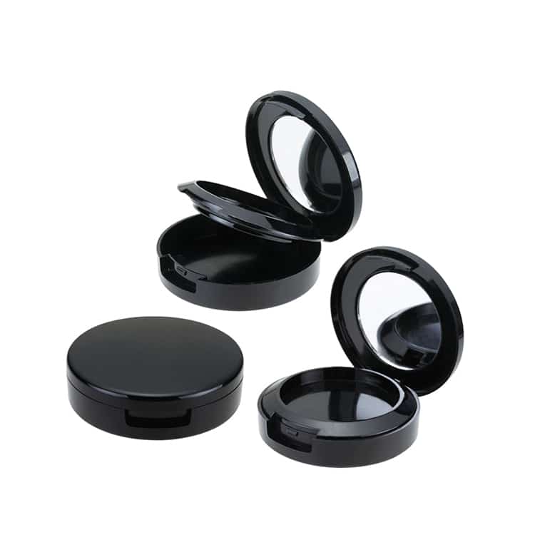 Round matte black empty compact powder case - YBJ Cosmetic Packaging ...