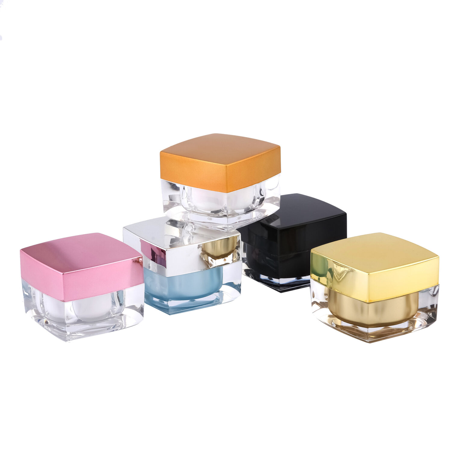 Square Acrylic Cream Jar With Colorful Lid - Image 4